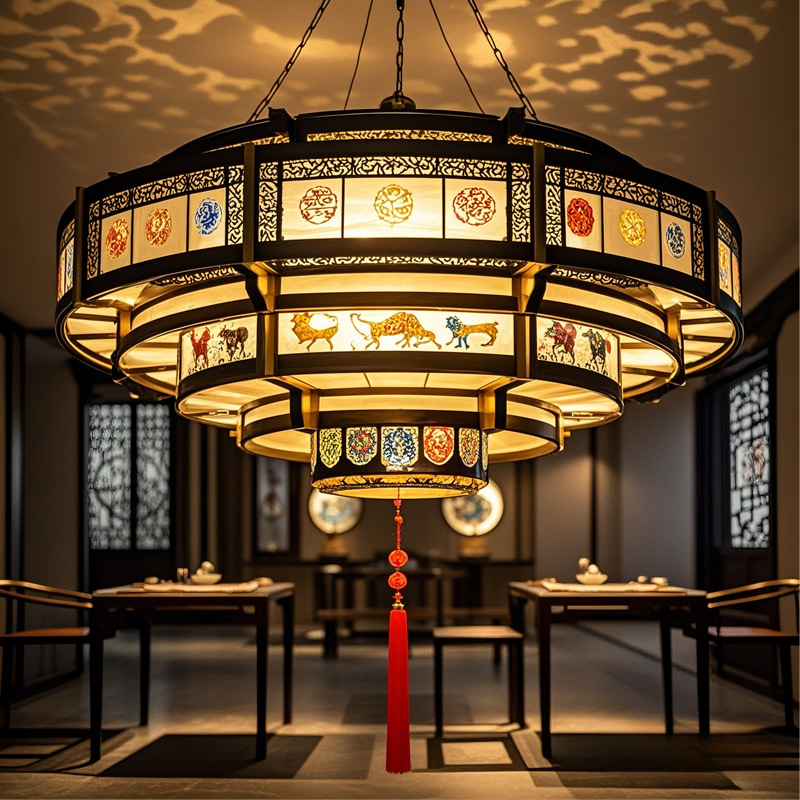 新中式吊灯酒店饭店餐厅大厅仿古灯包间中国风复古寺庙餐饮祠堂灯