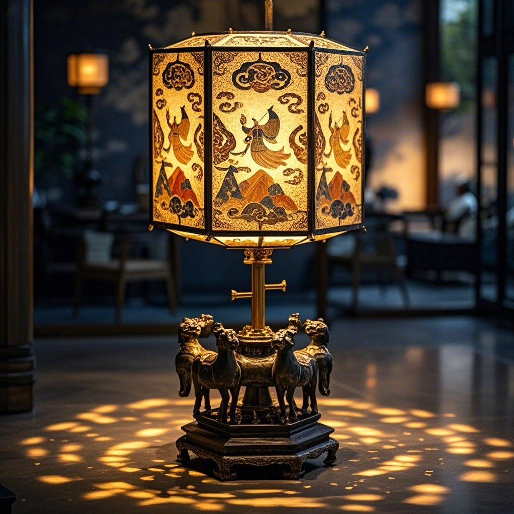 长明灯长款书桌中式佛堂茶室书房别墅包间落地灯复古装饰复古台灯